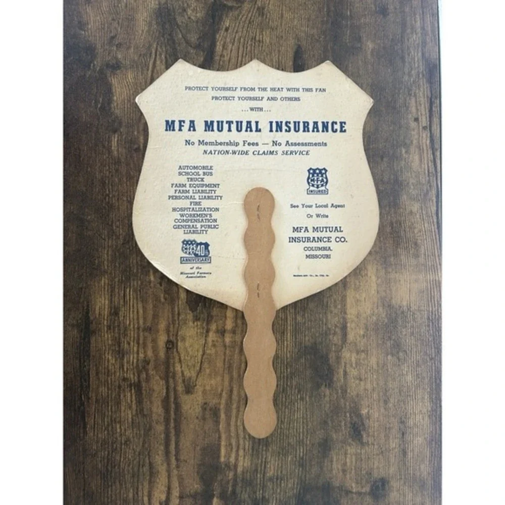 Vintage MFA Farming Feed Mutual‎ Insurance Co Columbia Missouri Hand Fan